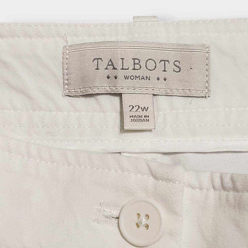 Talbots Woman Heritage White‎ Straight Cropped Pants 22W Stretch Pockets Summer - Picture 6 of 12